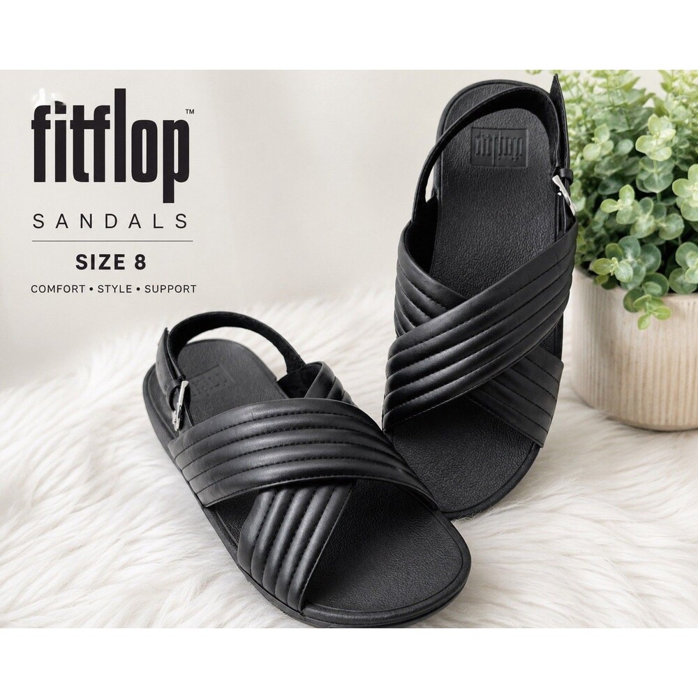 FitFlop Lulu Padded Open Toe Sandals Black Women’s Size 8 / EU 39 T99001